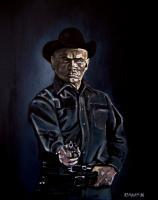 Robot Gunslinger - Oil On Hardboard Paintings - By Edward Martin, Portrait Painting Artist