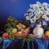 Still Life On A Blue Satin - Oil On Canvas Paintings - By Sergiy Sokirskiy, Realism Painting Artist