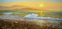 Landscape - Golden Waves - Oil On Canvas