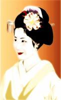 Geisha In Autumn - Printed On High Gsm Paper Digital - By Lee Glover, Collage Digital Artist