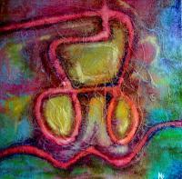 Biker - Oil On Ply-Wood Paintings - By Martin Koetsier, Abstract Painting Artist