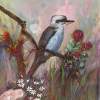 Kookaburra And Wild Flowers - Gouache Paintings - By Aileen Mcleod, Realismn Painting Artist