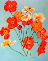 Poppies - Acrylic Paintings - By Aileen Mcleod, Realismn Painting Artist