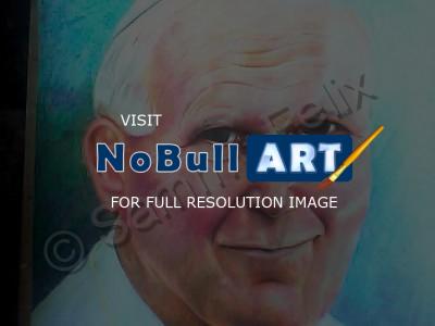 Colored Pencil - Portrait Of Pope John Paul II - Colored Pencil