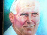 Portrait Of Pope John Paul II - Colored Pencil Drawings - By Sammy Felix, Realism Drawing Artist