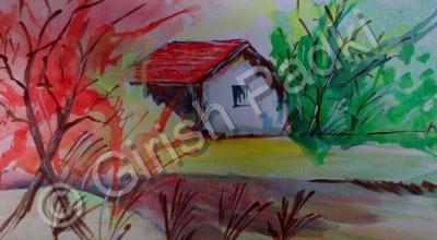 Water Color Paintings - My Little Home - Poster Color