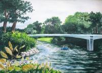 Watercolor Paintings - Park Bridge - Watercolor