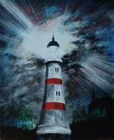 Lighthouse Blues - Acrylics Paintings - By Jonas Alin, Impressionism Painting Artist