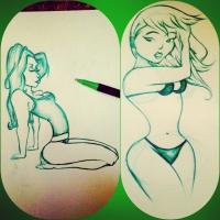 Ladies - Pen  Paper Drawings - By Benarius Thrash, Soft Drawing Artist