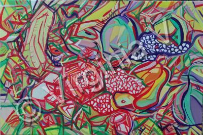 Abstract - Frutta Scomposta Di Kathmandu - Oil On Canvas