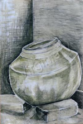 Still Life - Lota - Pencil And Watercolor On Paper