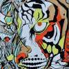 Tigre - Wildlife - Inks And Wax On Paper Mixed Media - By Virginia -, Psycadelic Art Mixed Media Artist