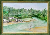 Laguna Di Rajbag-3 - Water Color Paintings - By Virginia -, Landscape Painting Artist