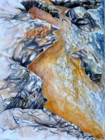 Onde Sulle Rocce - Water Color Paintings - By Virginia -, Landscape Painting Artist