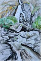 Cascata Di Dudsaghar - Water Color Paintings - By Virginia -, Landscape Painting Artist