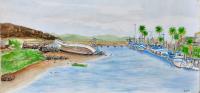 Rio Barbate - Water Color Paintings - By Virginia -, Landscape Painting Artist