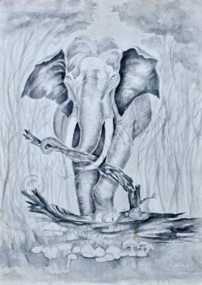 Wild Animals - L Elefante - Water Color