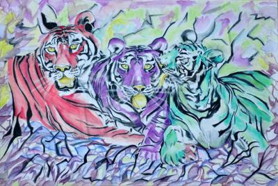 Wild Animals - Tre Tigri - Water Color