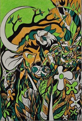 Wild Animals - Bisonte-Wildlife - Inks And Wax On Paper