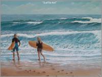 Surf For Two - Acrylic On Canvas Paintings - By Paul Bennett, Realistic Painting Artist