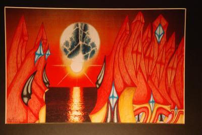 33 - Red Planet - Colored Pencil  Ink