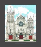 Holy Cross Catholic Church Marine City Michigan - Colored Pencil  Ink Drawings - By Martin Bucknarish, Architecture Drawing Artist