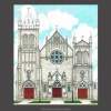 Holy Cross Catholic Church Marine City Michigan - Colored Pencil  Ink Drawings - By Martin Bucknarish, Architecture Drawing Artist