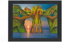 Sunset Wonder - Colored Pencil  Ink Drawings - By Martin Bucknarish, Visionary Drawing Artist