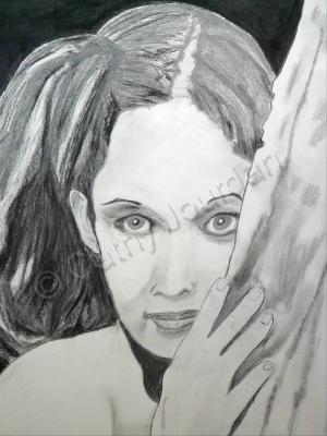 People - Big-Eyed Girl - Charcoal And Graphite