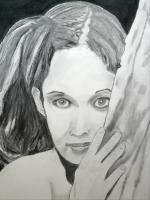 Big-Eyed Girl - Charcoal And Graphite Drawings - By Cathy Jourdan, Portrait Drawing Artist