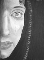 Sadness - Charcoal Drawings - By Cathy Jourdan, Portrait Drawing Artist