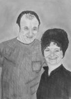 Dad And Eve - Charcoal And Graphite Drawings - By Cathy Jourdan, Portrait Drawing Artist