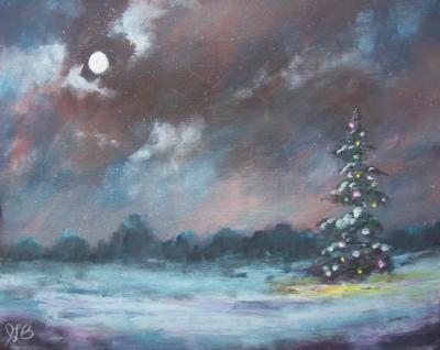 Landscapes - Christmas Moon - Acrylics