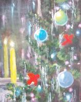 Christmas Tree - Acrylics Paintings - By Joe Labianca, Impressionism Painting Artist