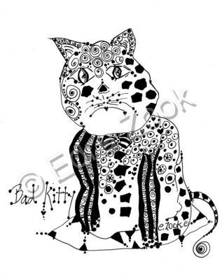 Ink Drawings - Bad Kitty - Pen And Ink