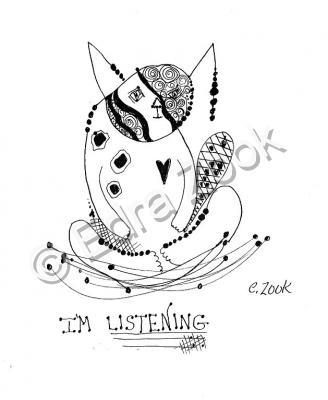 Ink Drawings - Im Listening - Pen And Ink