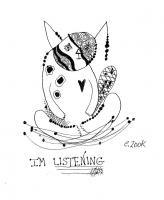 Im Listening - Pen And Ink Drawings - By Edra Zook, Whimsical Drawing Artist