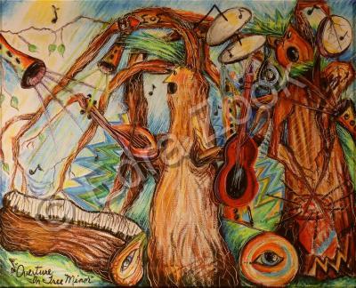 Ink Drawings - Overture In Tree Minor - Colored Pencil And Ink