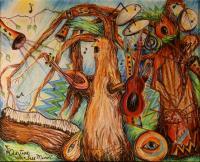 Overture In Tree Minor - Colored Pencil And Ink Drawings - By Edra Zook, Whimsical Drawing Artist