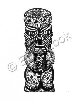 Ink Drawings - Tiki - Pen And Ink