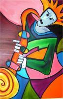 Spookey Sax By Denise Clayton-Onwere - Acrylic Paintings - By Denise Onwere, Abstract Painting Artist