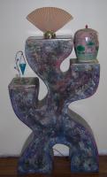 Large 3 Tier Abstract Pedestal - Rock Board Sculptures - By Steven Maxwell, Abstract Sculpture Artist