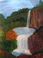 Double Waterfalls - Acrylic Paintings - By Rifka Klaristenfeld, Freestyle Painting Artist
