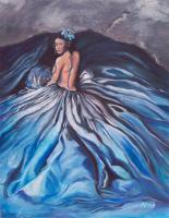 Blue Flower - Oil On Canvas Paintings - By Em Kotoul, Fantasy Painting Artist