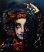 Queen Of Darkness - Oil On Canvas Paintings - By Em Kotoul, Fantasy Painting Artist