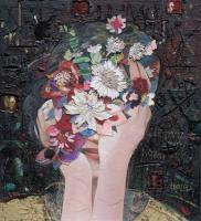 Artist - Floral Girl - Mixed Media On Wood