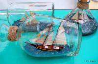 Ship In Bottle - Pride Of Baltimore - Wood Thread Paper Paint Etc Woodwork - By Gabrielle Rogers, Topsail Schooner Woodwork Artist