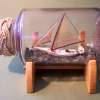 Ship In Bottle - Chesapeake Bay Skipjack - Wood Thread Paper Paint Etc Woodwork - By Gabrielle Rogers, Chesapeake Bay Sailing Vessel Woodwork Artist