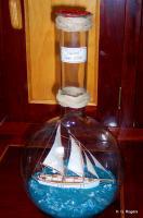 Ship In Bottle - Valora - Bottle Putty Wood Paint Paper Woodwork - By Gabrielle Rogers, Sailing Schooner Woodwork Artist