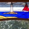 Sailing Past Newpoint Lighthouse - Glass Glasswork - By Gabrielle Rogers, Seascape Glasswork Artist